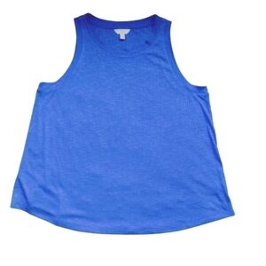 NWT Textured Sleeveless Curved-Hem Tank Top  Size Large Color Turquoise